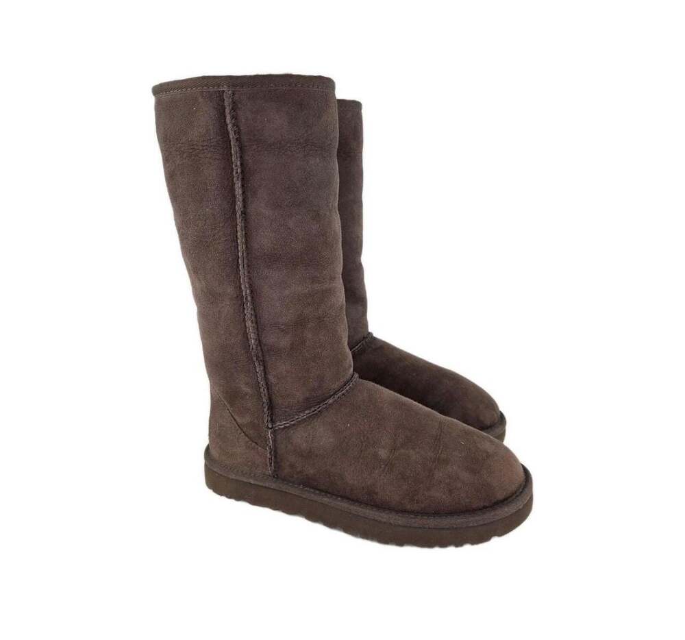 UGG Women's Classic Tall Chocolate Mid-Calf Sheepskin Boot - Size 8W